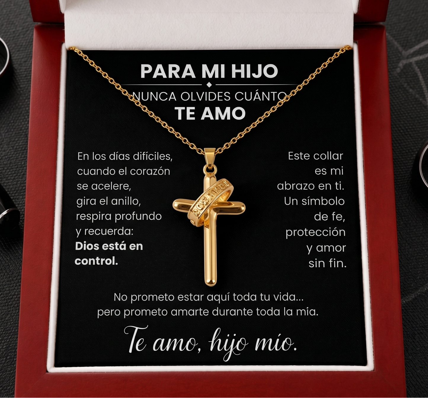 Para mi hijo - Collar con cruz antiestrés